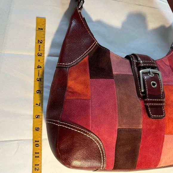 Coach Vintage Hampton Mosaic Berry Patchwork Suede Leather Shoulder Bag - Picture 12 of 16